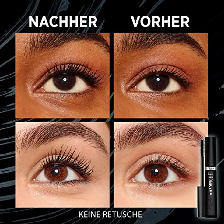 L'Oréal Paris Telescopic Lift Mascara, Wimperntusche mit Lifting-Effekt für verlängerte und geschwungene Wimpern, Black, 9 ml – Bild 3