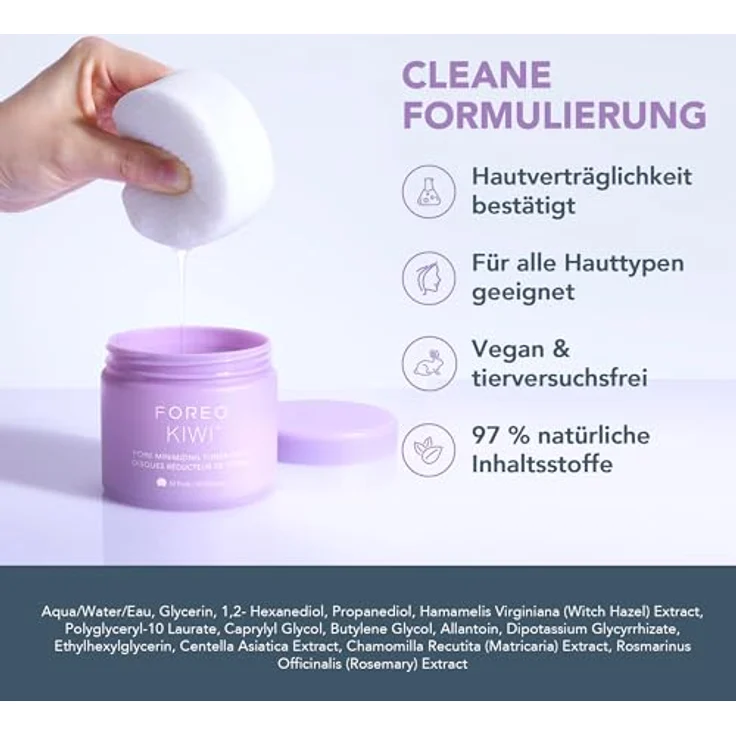Foreo Pore Minimizing Toner Pads, Gesichtsreinigungsset für Damen mit natürlicher Formel, 120 g – Bild 7