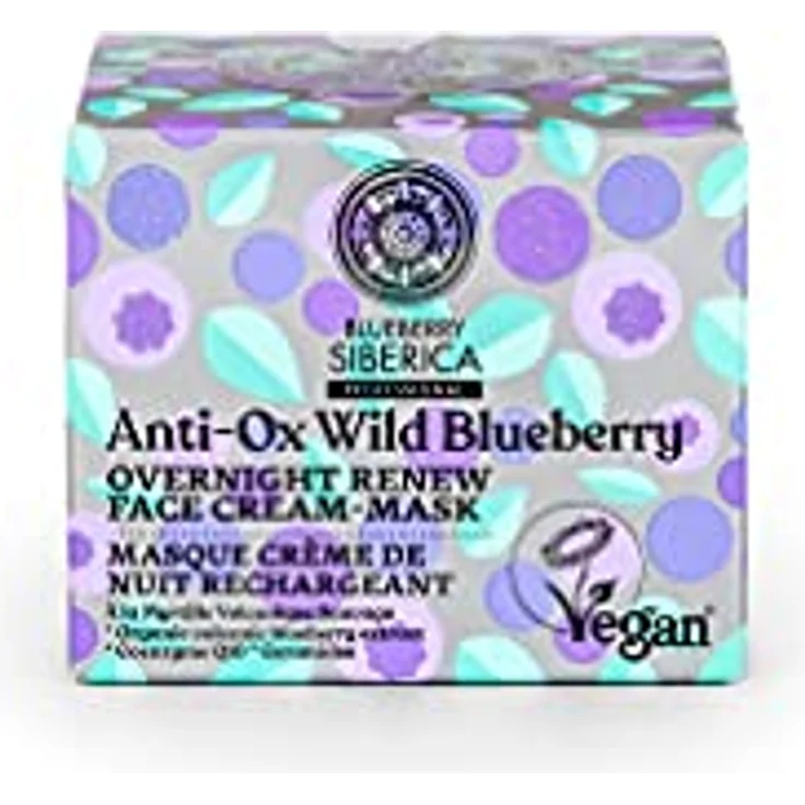 Natura Siberica Anti-Ox Wild Blueberry, erneuernde Nacht-Creme-Maske für Damen, 50 ml, vegan, verbessert das Hautbild, seidenweich – Bild 1