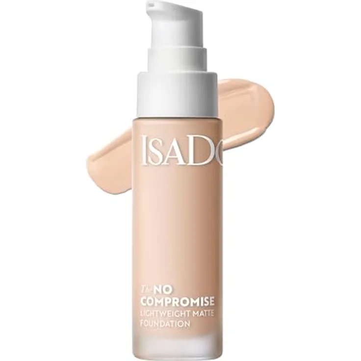 Isadora No Compromise Lightweight Matte Foundation (1N, 30 ml) - Mattierender Teint für bis zu 24 Stunden, mittlere bis vollständige Abdeckung, wasserresistent.