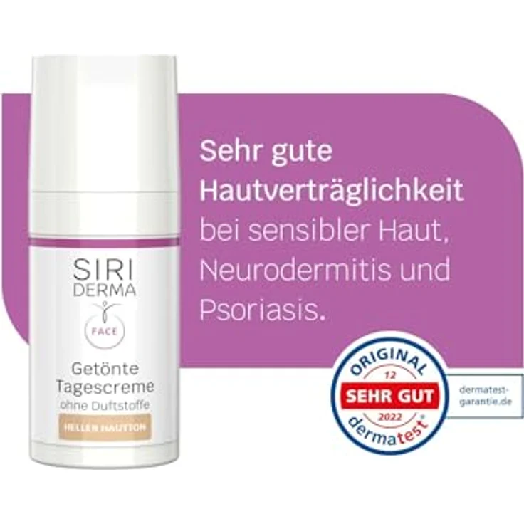 SIRIDERMA Getönte Tagescreme | heller Hautton I Natürliche Tönung für das Gesicht | Bei empfindlicher Haut | Auch bei Rosacea (ohne Parfum, 15 ml) – Bild 4