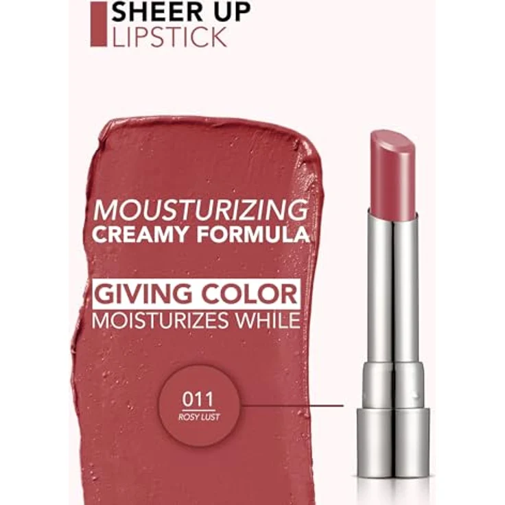Flormar Sheer Up Lipstick, hydratisierender Lippenstift mit Glanz, Rosy Lust, 3 g – Bild 3