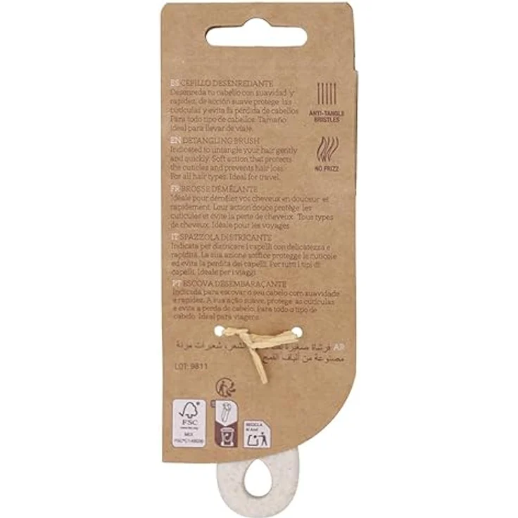 Beter Natural Fiber Mini Entwirrbürste, Antistatische Skelettbürste aus Weizenfasern, sanftes Kämmen für nasses und trockenes Haar, ideal für alle Haartypen, kompakte Reisemaße – Bild 4