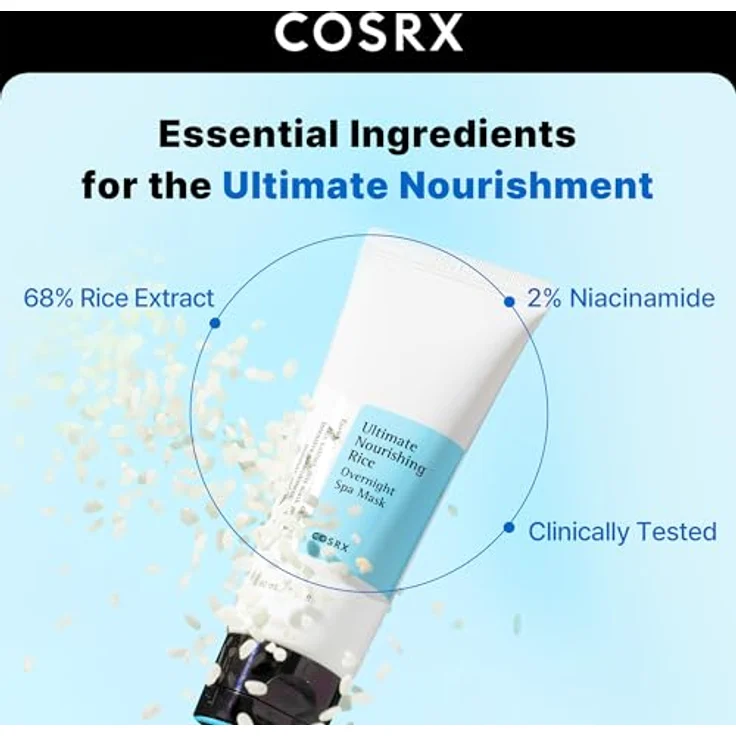 COSRX Ultimate Nourishing Rice Overnight Spa Mask, für eine gepflegte Haut 60ml, für eine gepflegte Haut – Bild 3