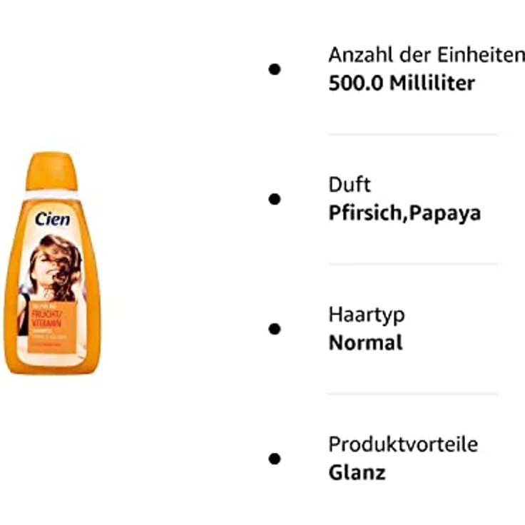 Cien Tag für Tag Shampoo, Frucht & Vitamin, Power & Volumen, Für normales Haar, ohne Silikone, Vegan, 500 ml – Bild 3