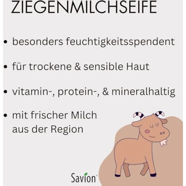 Savion Ziegenmilch Körperseife, Palmölfrei, Plastikfrei, Tierversuchsfrei, 80g – Bild 3