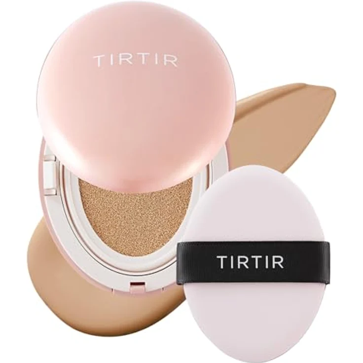 TIRTIR Mask Fit All Cover Cushion, mattierendes Make-up im Schwämmchen, Farbton 25N Mocha, 18 g, hohe Deckkraft, spendet Feuchtigkeit, leichte Anwendung – Bild 1