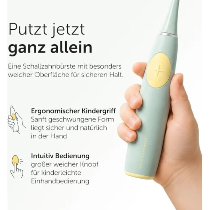 WonderSmile Wondersmile Kids Schallzahnbürste Magic Mint, elektrische Kinderzahnbürste ab 3 Jahren, 2 Putzmodi, Timer, 30 Tage Akku, induktive Ladestation – Bild 8