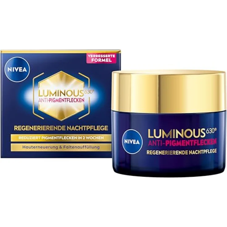 Nivea LUMINOUS630 Anti-Pigmentflecken Nachtcreme, Regenerierende Feuchtigkeitspflege mit Hyaluronsäure, 50ml – Bild 1