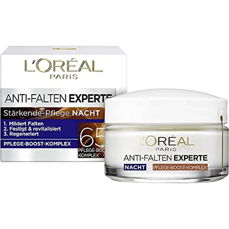 L'Oréal Paris Anti-Falten Experte Nachtcreme 65+ 50ml, Vitamin B3 und Vitamin E, Festigt und revitalisiert die Haut – Bild 3