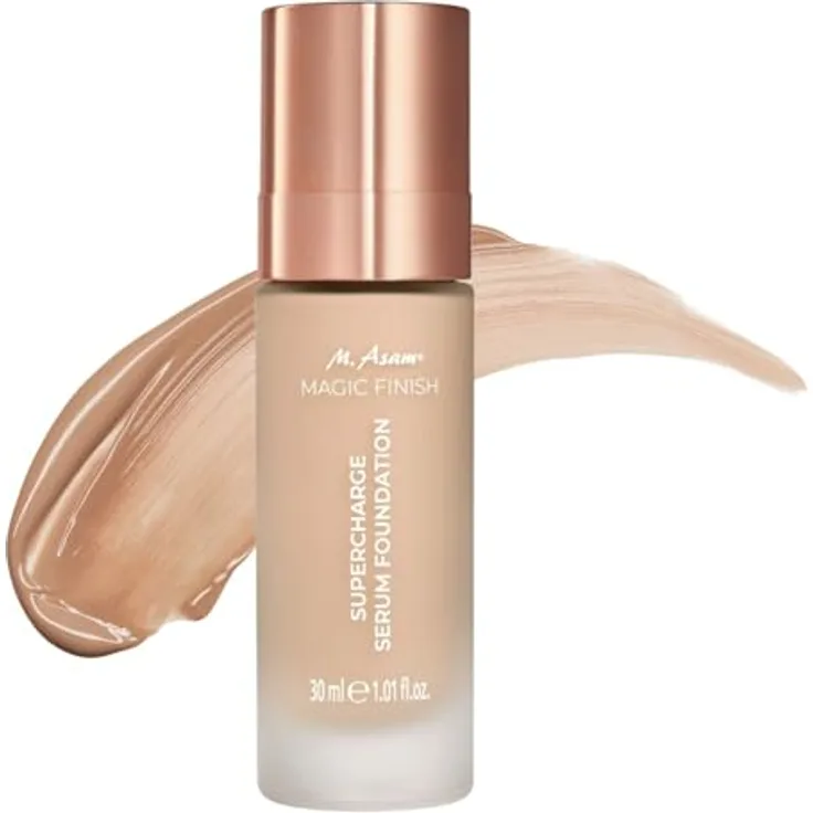 M. Asam MAGIC FINISH Supercharge Serum Foundation Creamy Nude 30 ml – Feuchtigkeitsspendende 2-in-1 Foundation & straffendes Gesichtsserum, Anti-Aging Make-up mit optimaler Deckkraft & Hyaluron