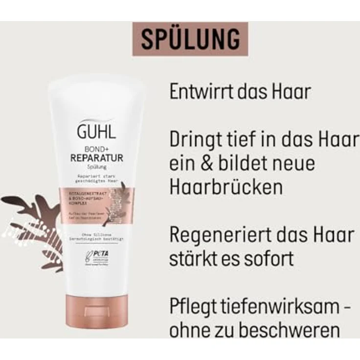 Guhl BOND + REPARATUR Spülung - 200 ml - Repariert stark geschädigtes Haar - Mit Rotalgenextrakt – Bild 4