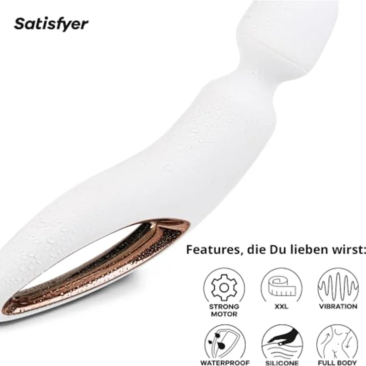 Satisfyer Wand-erland Massager, Dildo & Vibrator für Frauen, 50 Kombinationen, wasserdicht (IPX7), aus hautfreundlichem Silikon, weiß – Bild 4