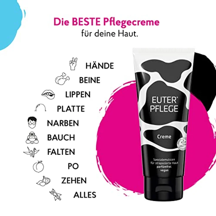 EUTERPFLEGE Creme, vielseitige Handcreme, für den ganzen Körper, ohne Parfüm, Allergiker geeignet, 100 ml – Bild 3