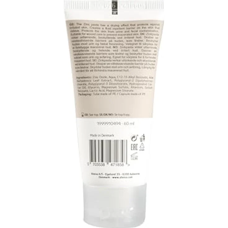 ABENA Zinkpaste, 60 ml, 40 % Zinkoxid, Creme mit Allantoin, Dermatologisch getestet, ohne Farb- und Parfümstoffen – Bild 2