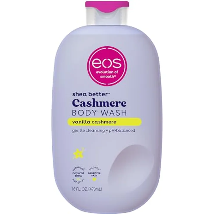 eos Shea Better Kaschmir-Vanille, feuchtigkeitsspendende Duschgel-Creme-Gelformel für empfindliche Haut, pH-ausgewogen, 400 ml, frei von Parabenen und Phthalaten