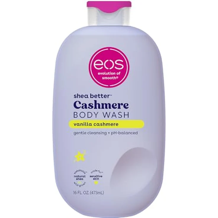 eos Shea Better Kaschmir-Vanille, feuchtigkeitsspendende Duschgel-Creme-Gelformel für empfindliche Haut, pH-ausgewogen, 400 ml, frei von Parabenen und Phthalaten – Bild 1
