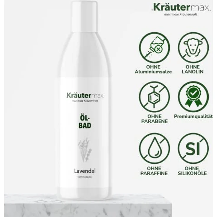 Kräutermax Lavendel Ölbad, Badezusatz für Entspannungsbad mit 100 % naturreinem Lavendelöl, 250 ml – Bild 2