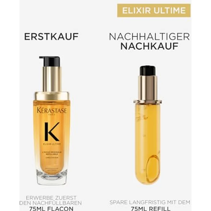KÉRASTASE Huile Originale Elixir Ultime Haaröl für trockenes Haar, Pflegend und nährend, 75 ml, Glanz, Hitzeschutz, Anti-Frizz, Nachfüllbar – Bild 3