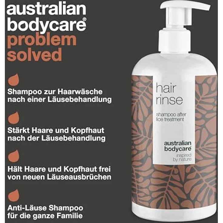 Australian Bodycare Hair Rinse 500 ml | Kopfläuseshampoo nach der Kopfläusebehandlung für die ganze Familie | Teebaumöl Shampoo mit 100% natürlichem Teebaumöl – Bild 3