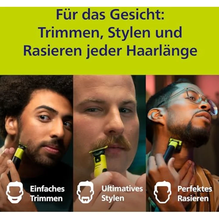 Philips Norelco OneBlade QP440/50, 360° Ersatzklinge für Rasierer, silber/hellgrün, 4 Stück – Bild 5