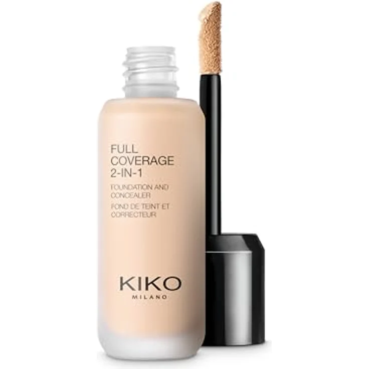 KIKO Milano Full Coverage 2-In-1 Make-up und Korrektor, Farbton 01 Warm Rose, 25 ml mit ausgezeichneter Abdeckung und langanhaltendem Effekt – Bild 1