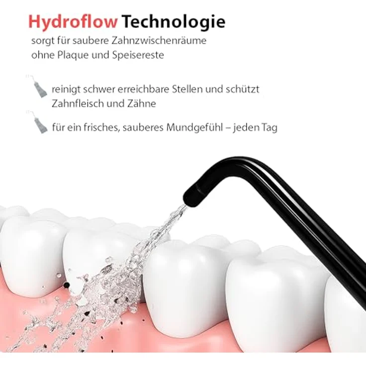 Tristan Auron ProJet Munddusche – 5 Reinigungsmodi, 8 Druckstufen, 300 ml Tank, LCD Display, USB-C Schnellladung, IPX7, inkl. 2 Ersatzdüsen und Reisetasche – Bild 5