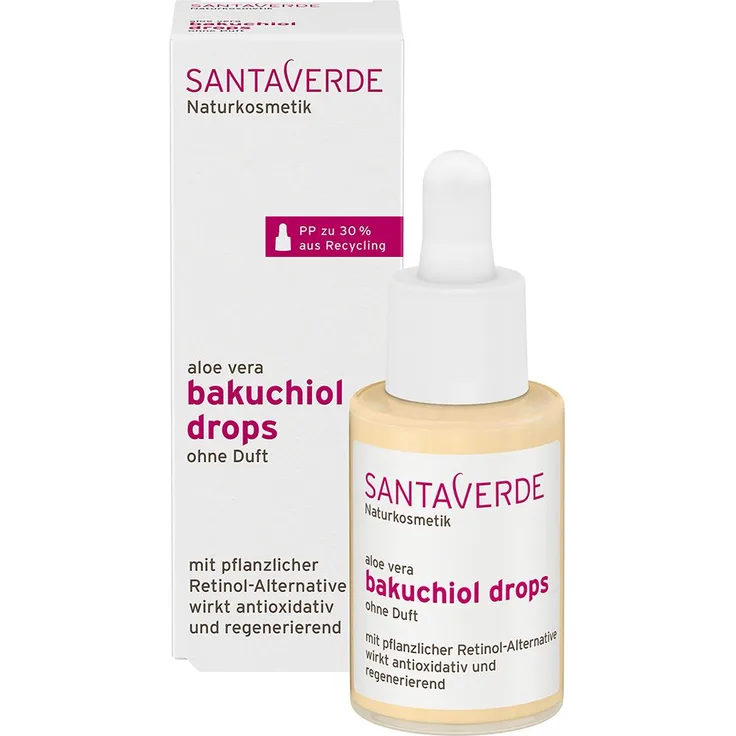 SANTAVERDE Bakuchiol Drops Serum 30 ml, Gesichtsserum zur Verbesserung von sensibler und irritierter Haut