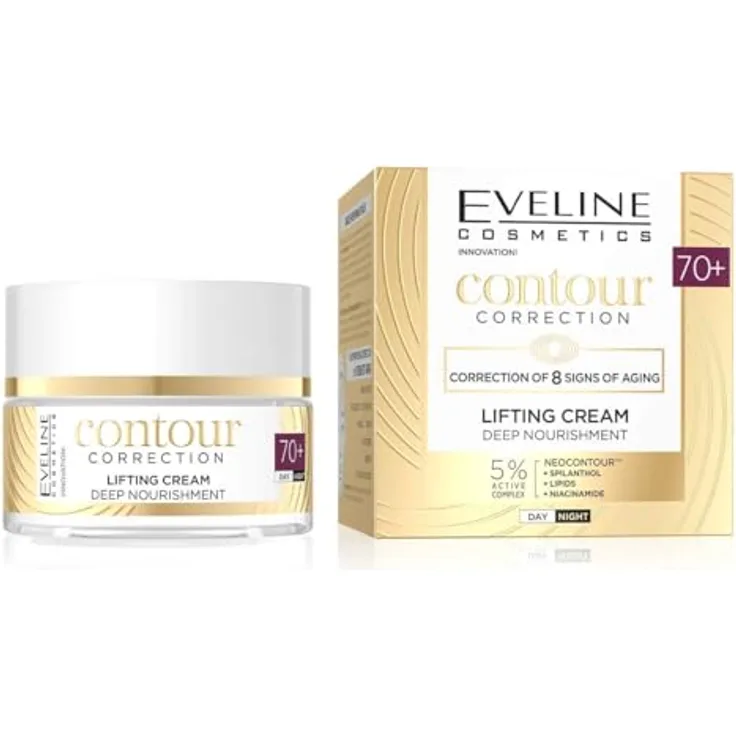 Eveline Cosmetics Konturkorrektur Fortgeschrittene Anti-Aging-Creme für reife Haut mit NeoContour, Spilanthol & Niacinamid, 50 ml