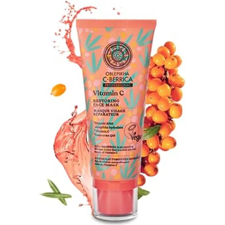 Natura Siberica OBLEPIKHA CBERRICA, Restoring Face Mask 100 ml mit Bio Altai Oblepikha-Öl und Coenzym Q10, vegan zertifiziert – Bild 3
