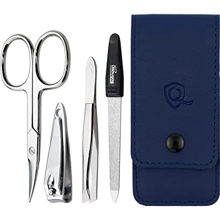 marQus Maniküre Set 4 teilig, Nagelpflegeset mit Feile aus Solingen, kompakt und praktisch, blau – Bild 1