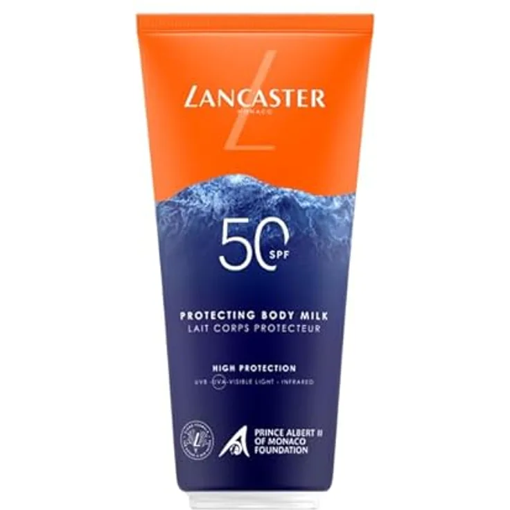 Lancaster Limited Edition Protecting Body Milk LSF50 200 ml, Umfassender Sonnenschutz, vegane Formulierung, wasser- und schweißbeständig, ohne schädliche Inhaltsstoffe, beruhigend und feuchtigkeitsspendend