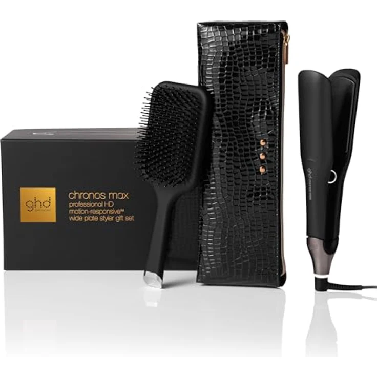 ghd chronos™ max Geschenkset, Styler mit breiten Platten, Professional HD Motion-Responsive™ Technologie, inkl. Paddle Brush und Hitzeschutz-Tasche – Bild 1