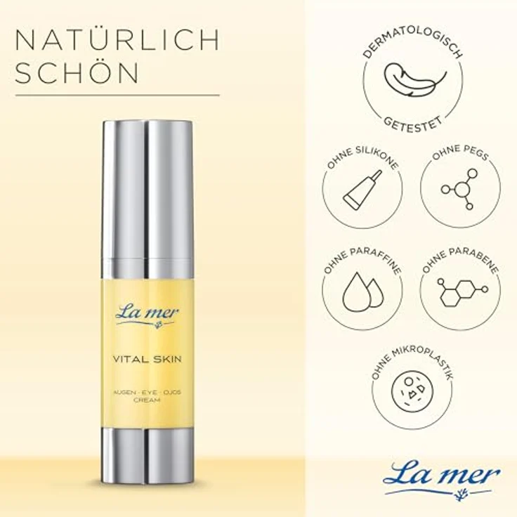 La Mer Vital Skin Augencreme, feuchtigkeitsspendende Anti-Age Pflege, straffend, aufhellend, antioxidativ, ohne Duft – Bild 4