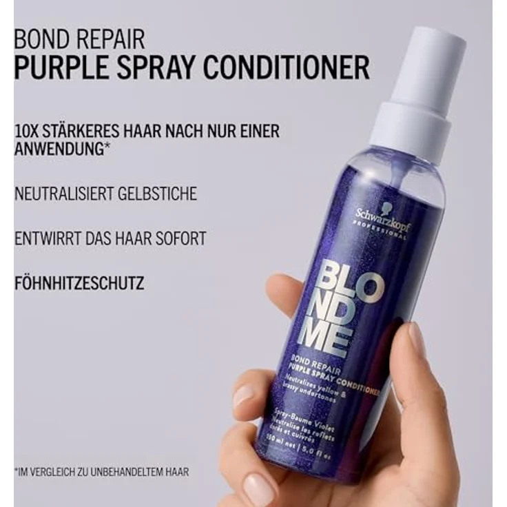 Schwarzkopf Professional BLONDME Bond Repair Purple Leave In Conditioner 150 ml - Neutralisierend gegen Gelbtöne, entwirrend und pflegend – Bild 3