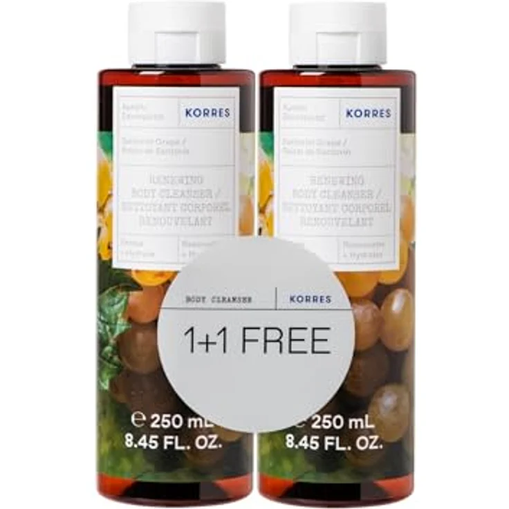 KORRES Santorini Grape Duschgel Set, 2x 250 ml, vegan, dermatologisch getestet, feuchtigkeitsspendend und pflegend – Bild 1