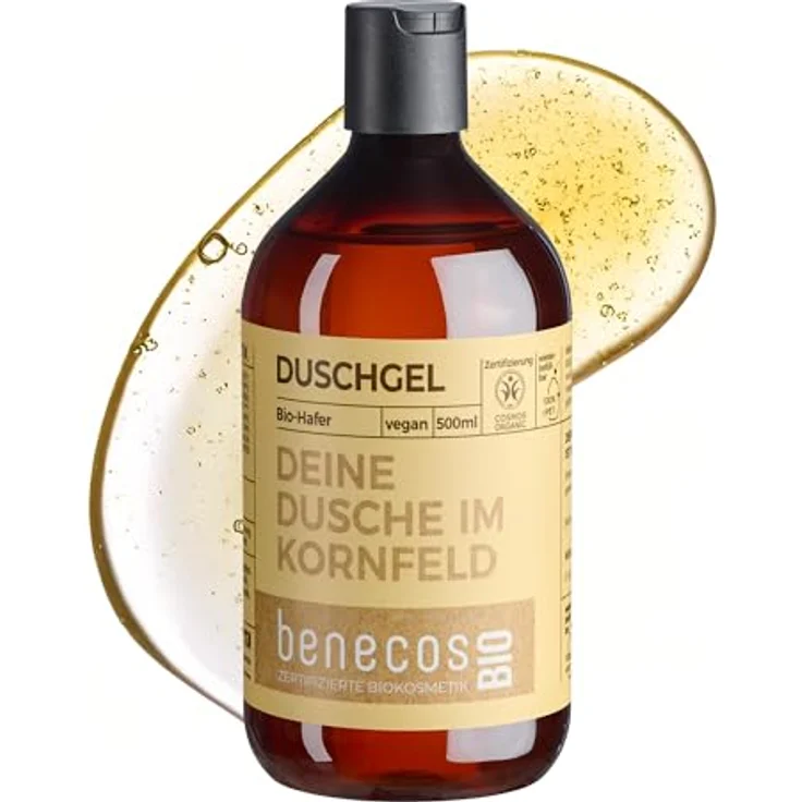 benecos Hafer Duschgel, 500 ml mit Bio-Hafer und Bio-Apfelsaft, sanft reinigend und dermatologisch getestet – Bild 1
