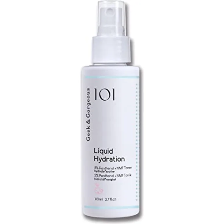 Geek & Gorgeous LIQUID HYDRATION - Feuchtigkeitsspendendes Gesichtsspray mit 5% Panthenol und natürlichen Feuchtigkeitsfaktoren - für alle Hauttypen - 110 ml Sprühflasche