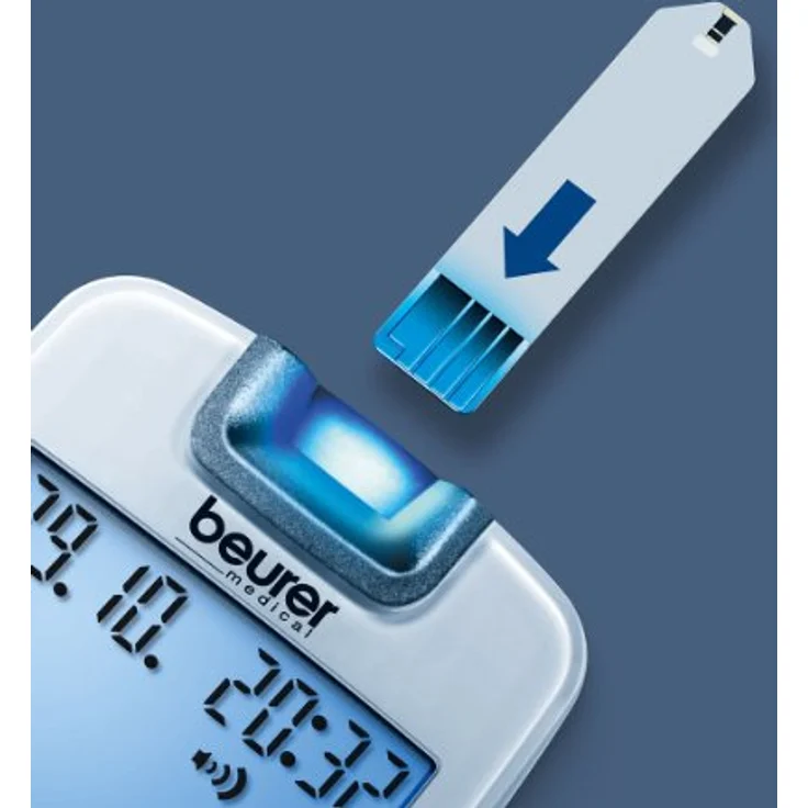 Beurer GL 40 Blutzuckermessgerät, weiß, klinisch getestet, beleuchteter Teststreifen-Einfuhrschacht, 480 Messwert-Speicherplätze, Starter-Set mit Stechhilfe und Teststreifen – Bild 3
