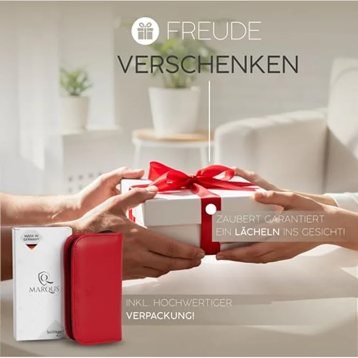 marQus Maniküre Set Solingen, 6-teiliges Nagelset aus glanzvernickeltem Stahl im Kunst-Leder Etui, ideal für Hand- und Fußpflege, handlich & weich – Bild 4