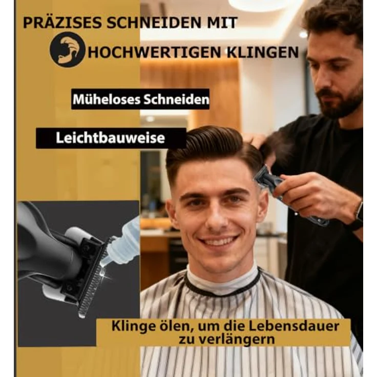 KEMEI 2299, Professioneller Haarschneider für Männer, kabellos mit 7500 U/min Hochleistungsmotor, 180 Minuten Akkulaufzeit und 3 verstellbaren Führungskämmen – Bild 5
