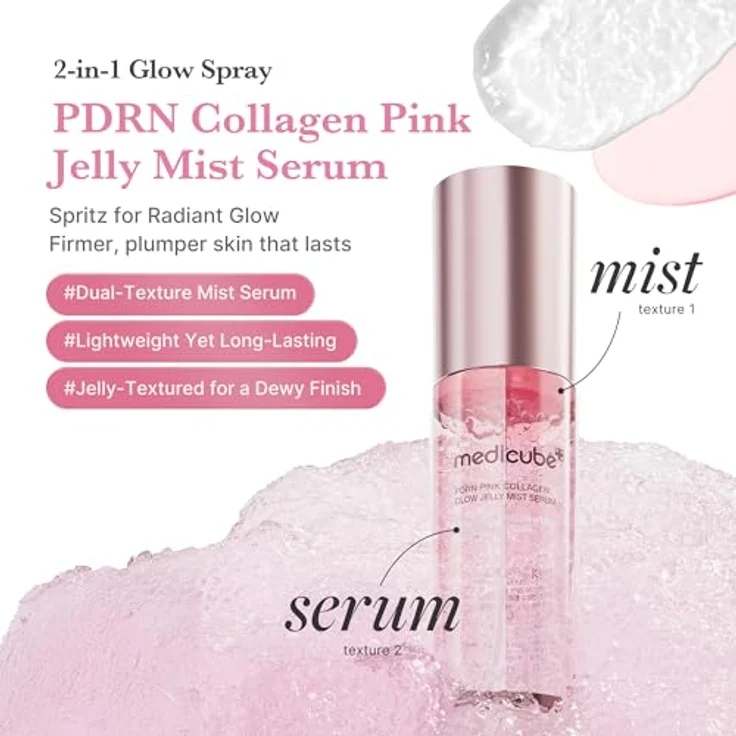 Medicube PDRN Pink Collagen Glow Jelly Mist Serum 100ml – Glow Jelly Mist Spray mit Niacinamide, Hyaluronsäure & Kollagen für intensive Hydration und strahlenden Glow – Bild 2