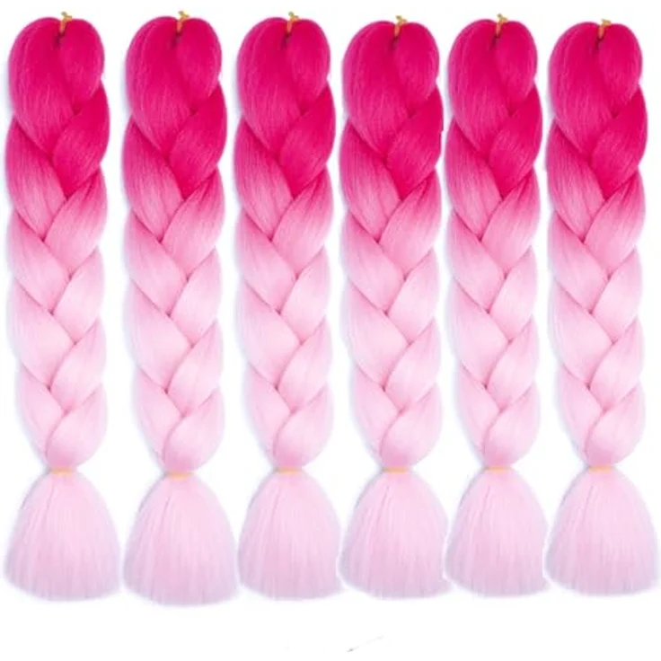 Shangxiu Rosa Ombre Braiding Hair, Kunsthaar Haarverlängerungen 24" (60cm), 600g für Zöpfe und kreative Frisuren – Bild 2