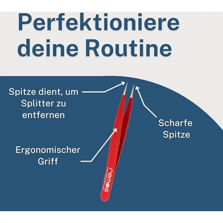 remos professional body care REMOS Splitterpinzette - Edelstahl [INOX] rostfrei 9.5 cm - feine Spitze, rot, für präzises Entfernen von Splintern und Dornen – Bild 3