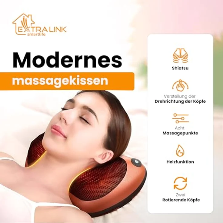 Extralink Smartlife Massage Pillow, Massagegerät mit Infrarot-Heizfunktion und Shiatsu-Massage, vielseitig einsetzbar – Bild 2