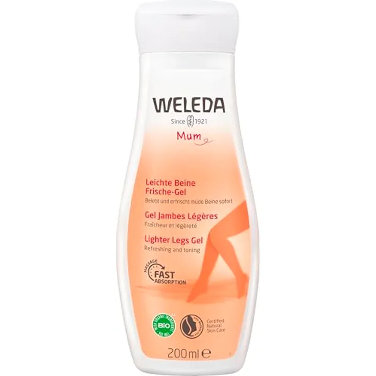 Weleda Leichte Beine Frische Gel, Bodylotion für Damen mit Zitronenextrakt, 200 ml