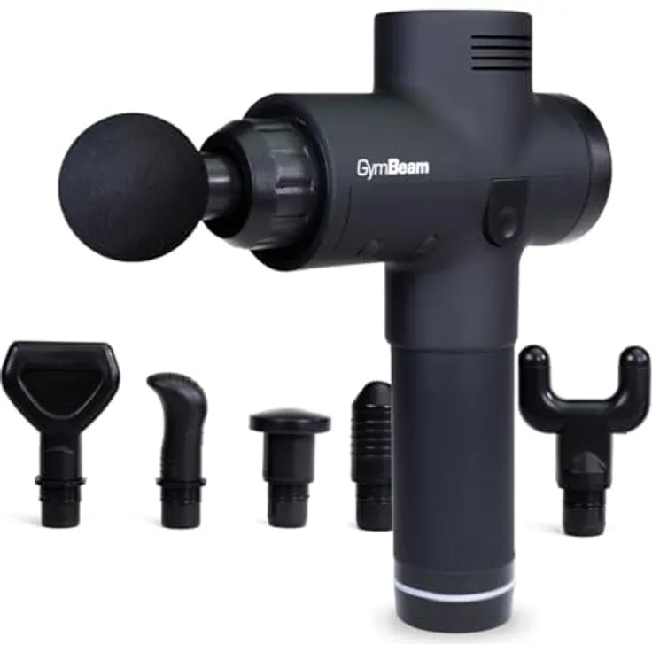GymBeam VI Black Massage Gun, Massagepistole mit kraftvoller Perkussionstherapie, einstellbaren Intensitätsstufen und ergonomischem Griff