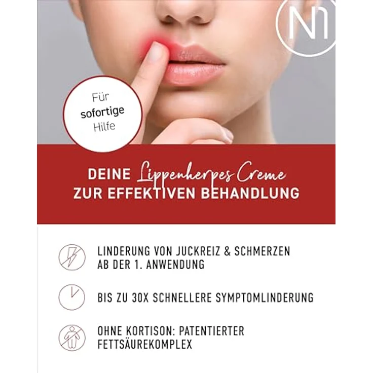 N1 Herpes Creme, Lippenherpes Intensiv-Creme mit Sofort-Effekt, 4 g - verhindert Bläschen, stoppt Virenvermehrung, geöffnet 6 Monate haltbar – Bild 2