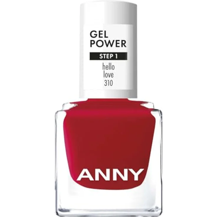 ANNY Gel Power Nail Polish - Gel-Farb-Nagellack ohne UV-Lampe, brillanter Glanz, bis zu 12 Tage Halt, splitter- & kratzresistent, Farbe: Hello Love - Klassisches Signalrot, 8 ml – Bild 1