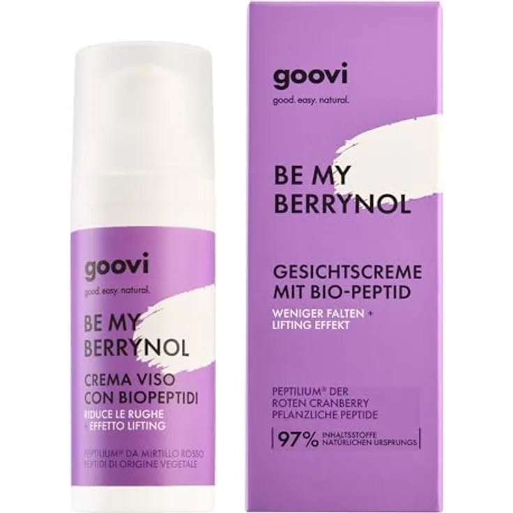 GOOVI Be My Berrynol Face Cream, Anti-Aging Gesichtscreme mit Biopeptiden und Hyaluronsäure, 50ml, straffende Gesichtspflege für alle Hauttypen